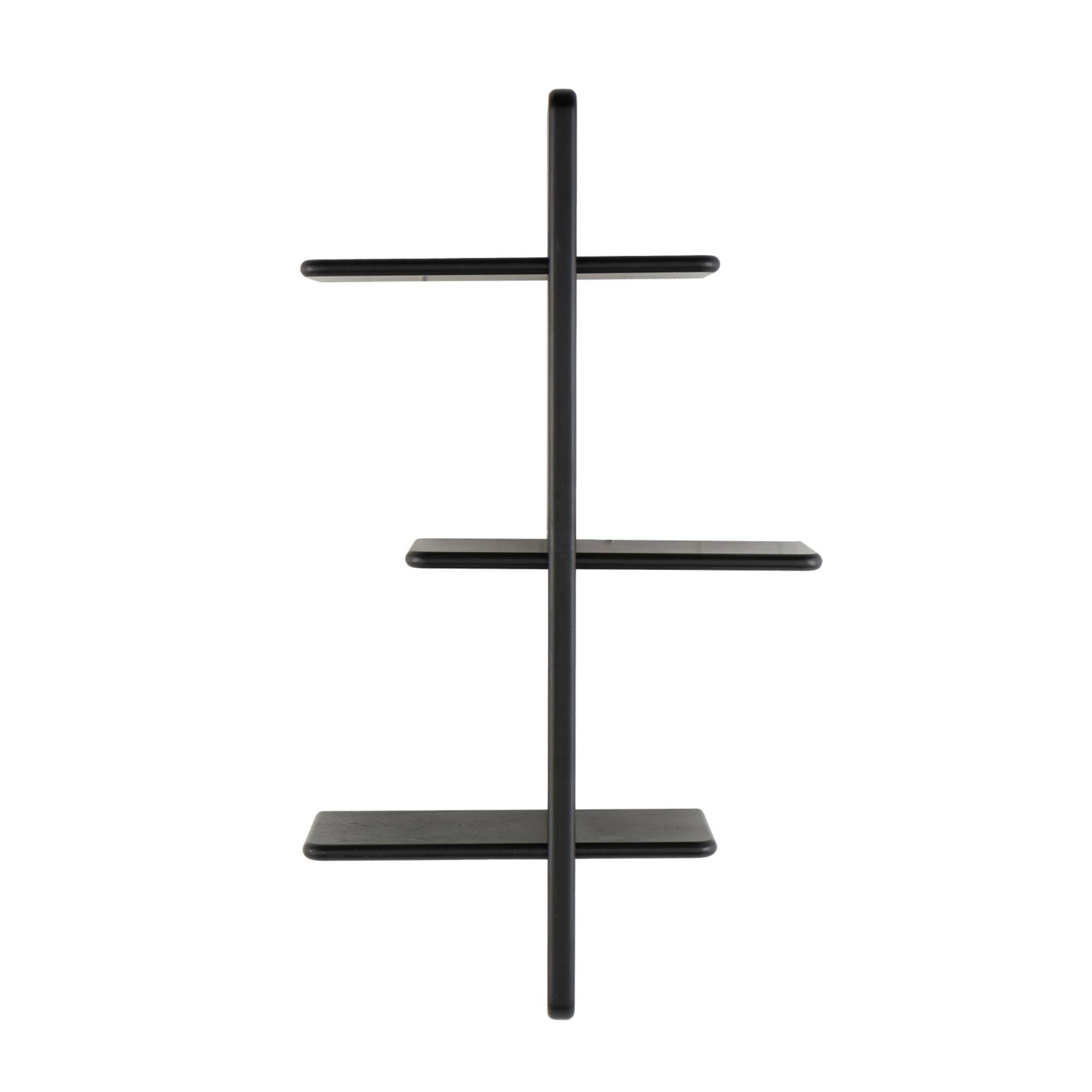 19" x 33" 6 Shelf Black Wood Handmade Wall Hanging Shelf
